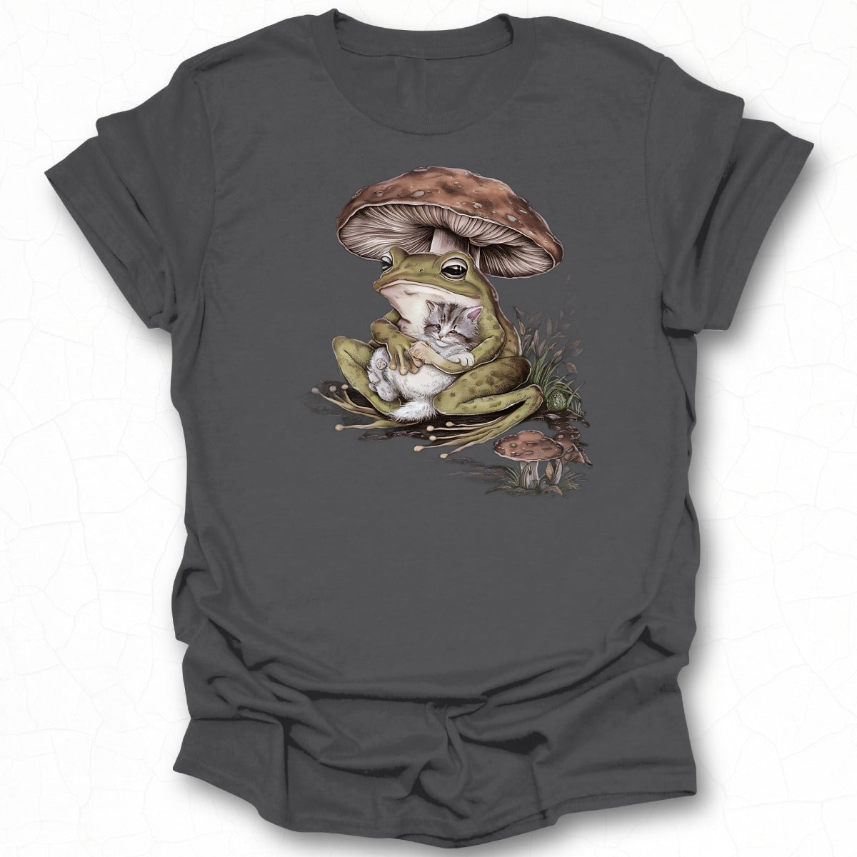Frog Relaxing Under Mushroom Graphic T-Shirt