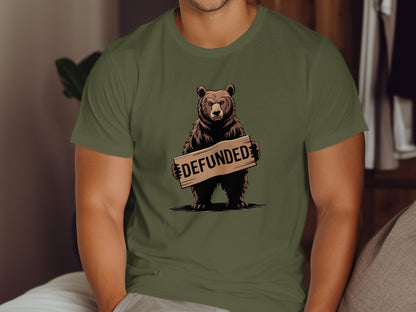 Bear Holding Defunded Sign Graphic T-Shirt product type