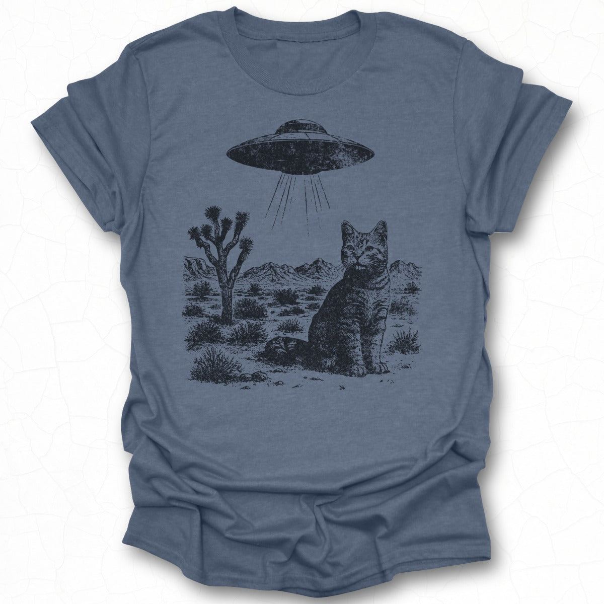 UFO Cat in Desert Graphic T-Shirt Perfect for Cat Lovers