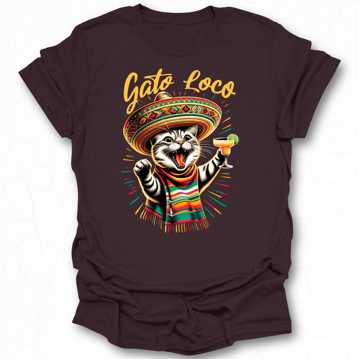 Gato Loco Cat with Cocktail Fiesta T-Shirt Product