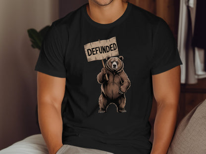 Defunded Bear Graphic Printed Black Unisex T-Shirt product