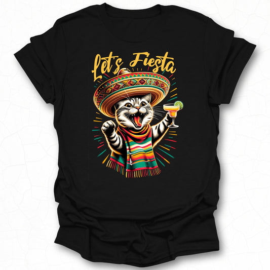 Fun Cat Let's Fiesta Graphic Tee Shirt
