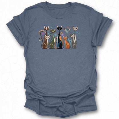 Vibrant Artistic Cats Graphic Print T-shirt