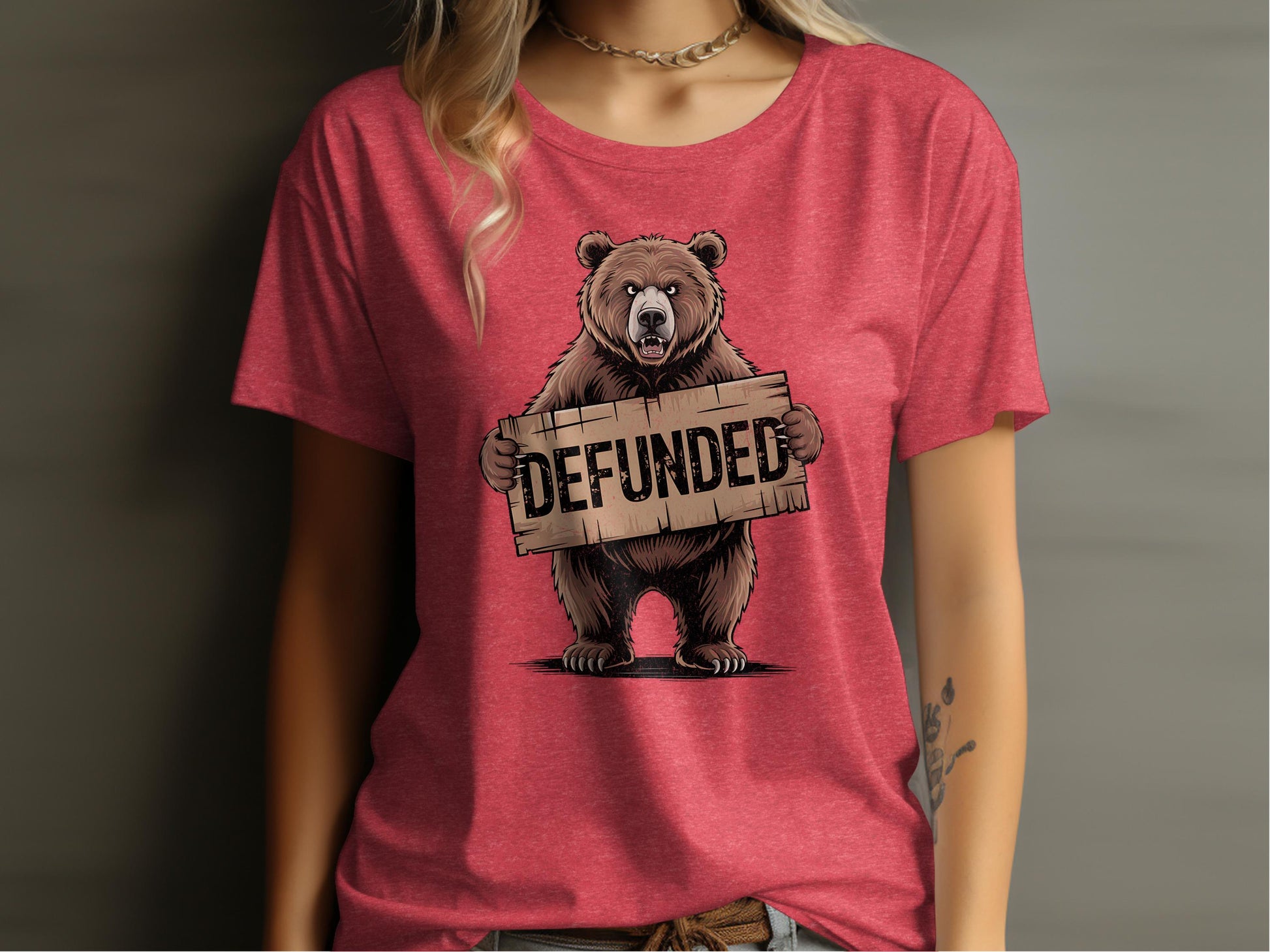 Defunded Bear Graphic Printed Casual Wear T-shirt product