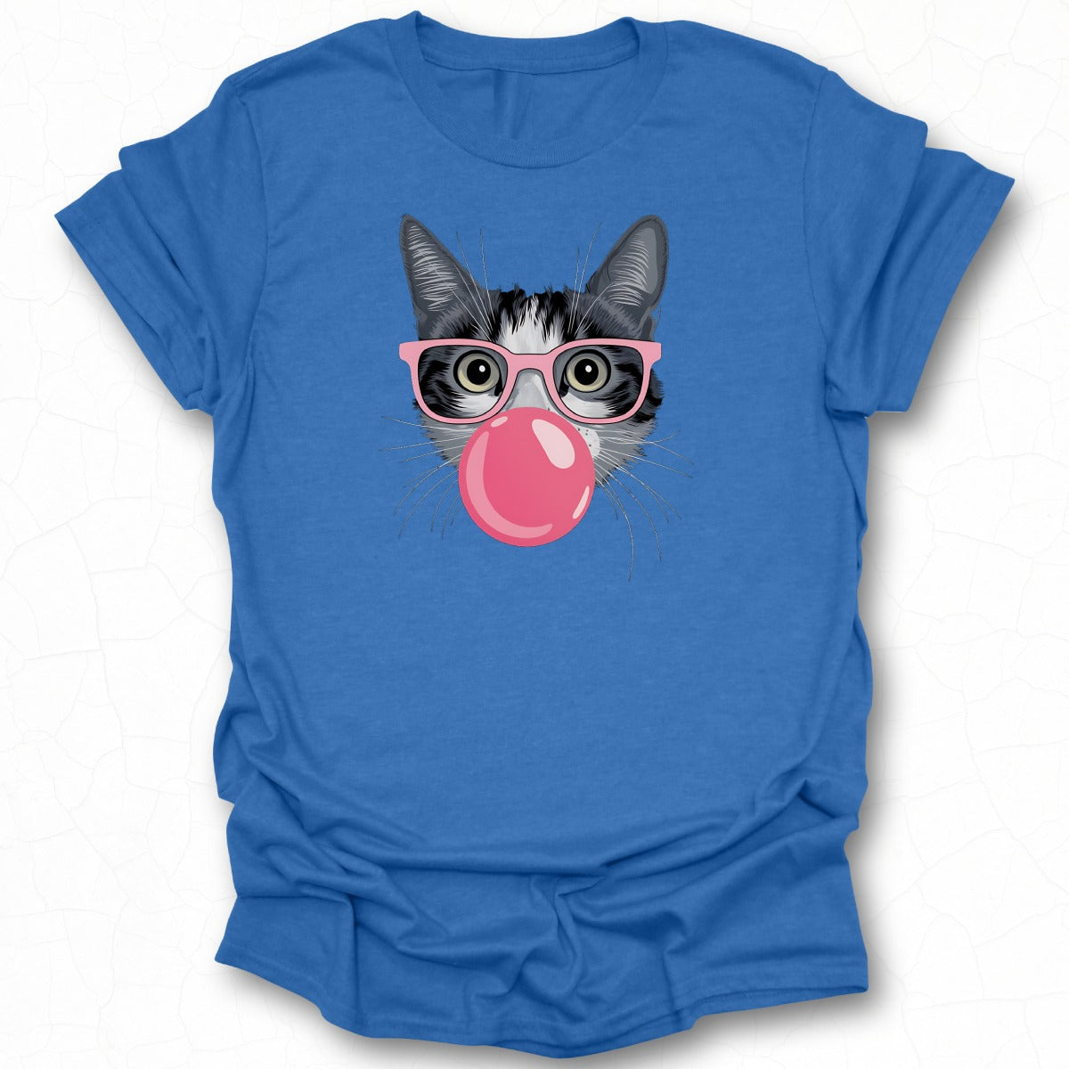 Cat with Glasses Blowing Bubblegum Graphic Tshirt