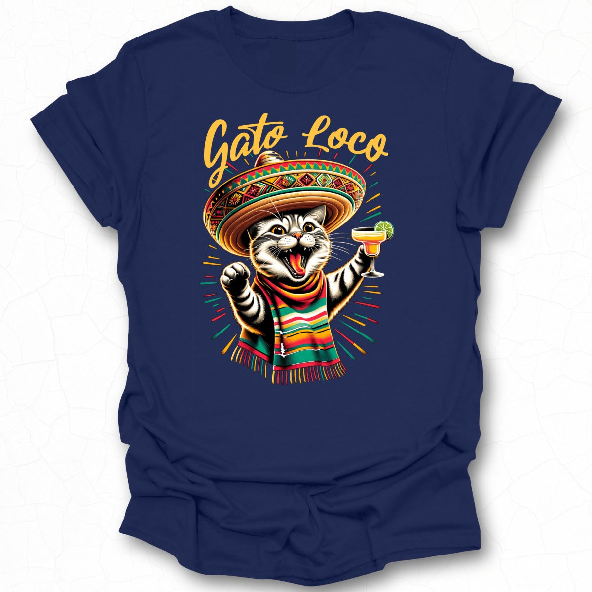 Gato Loco Cat in Fiesta Sombrero Graphic T-Shirt
