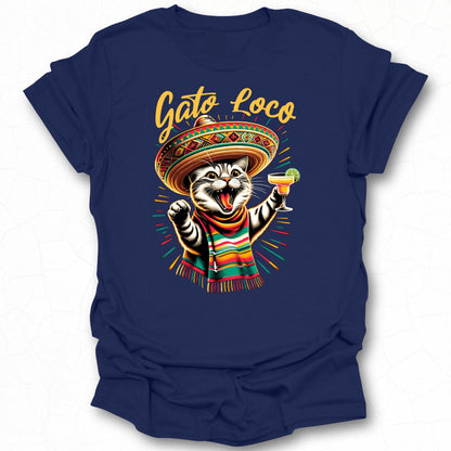 Gato Loco Cat in Fiesta Sombrero Graphic T-Shirt