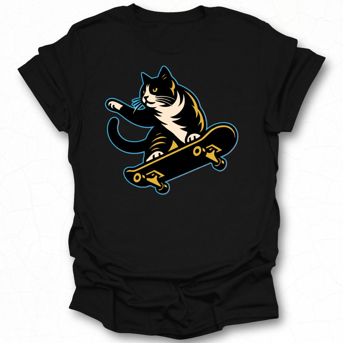 Cool Skateboarding Cat Graphic Print Shirt