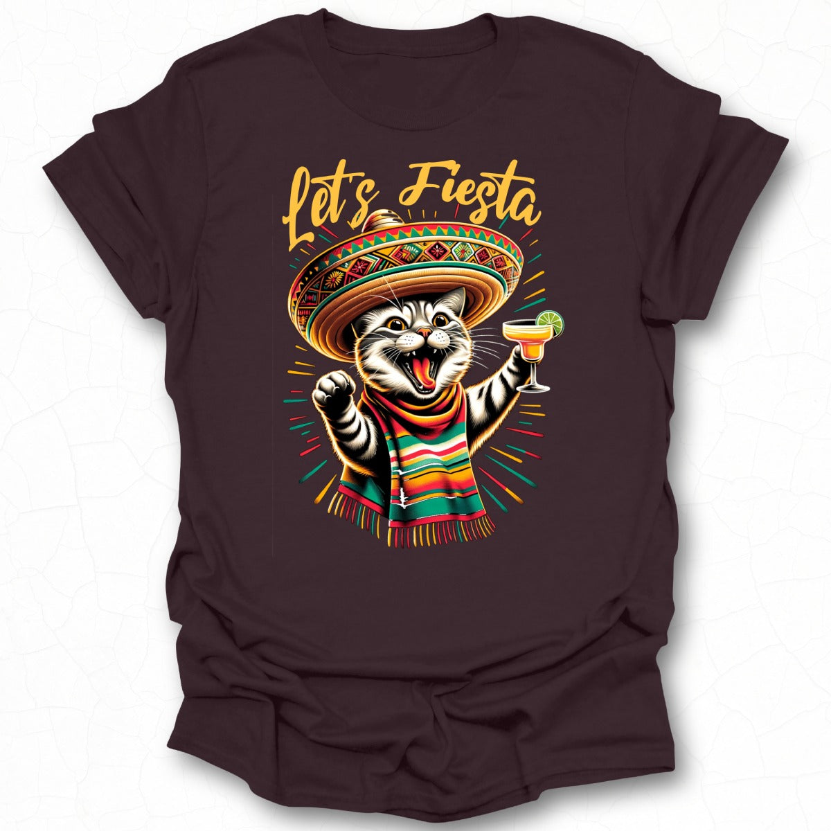 Let's Fiesta Cat Graphic Novelty Tee Shirt