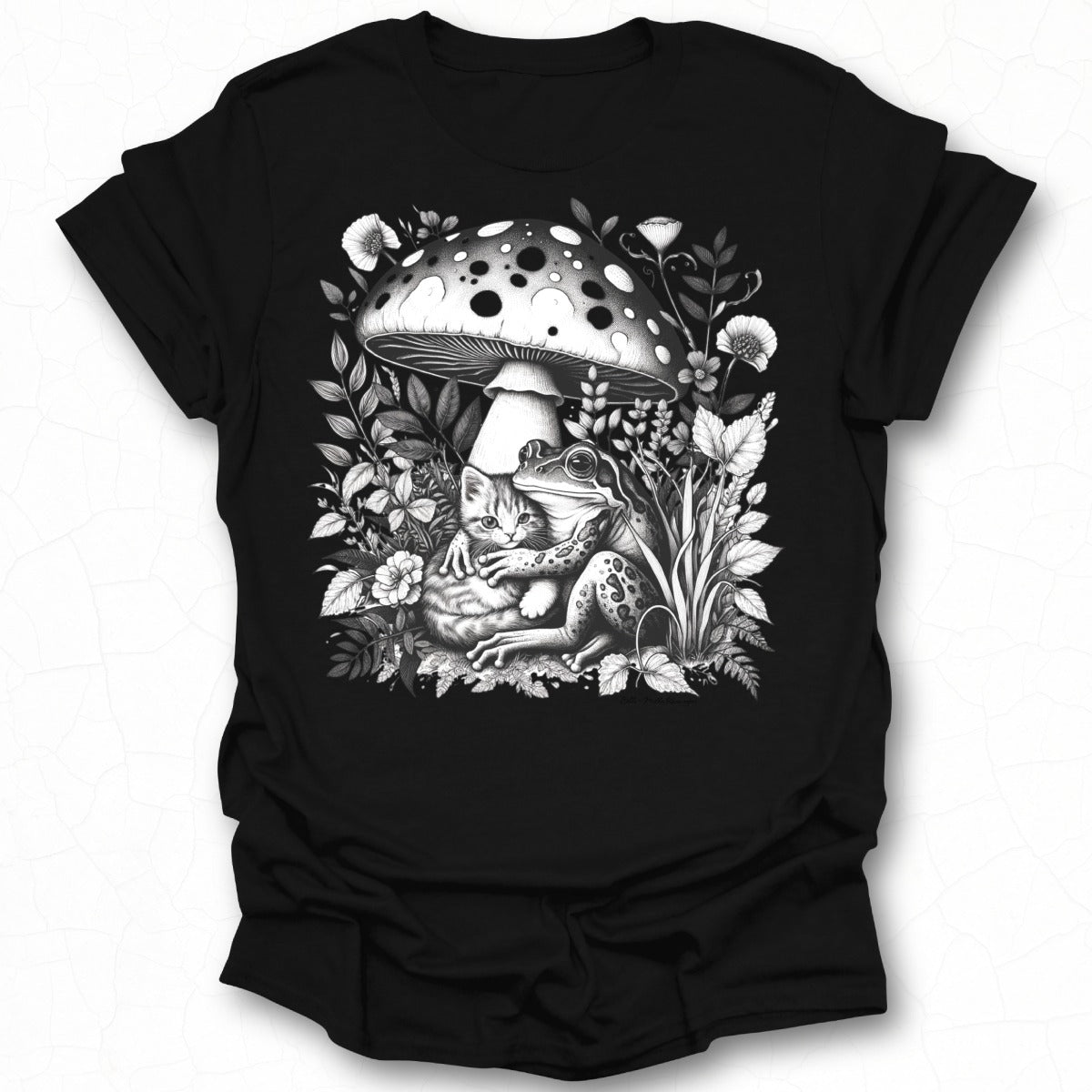 Enchanting Frog and Mushroom Graphic Tee