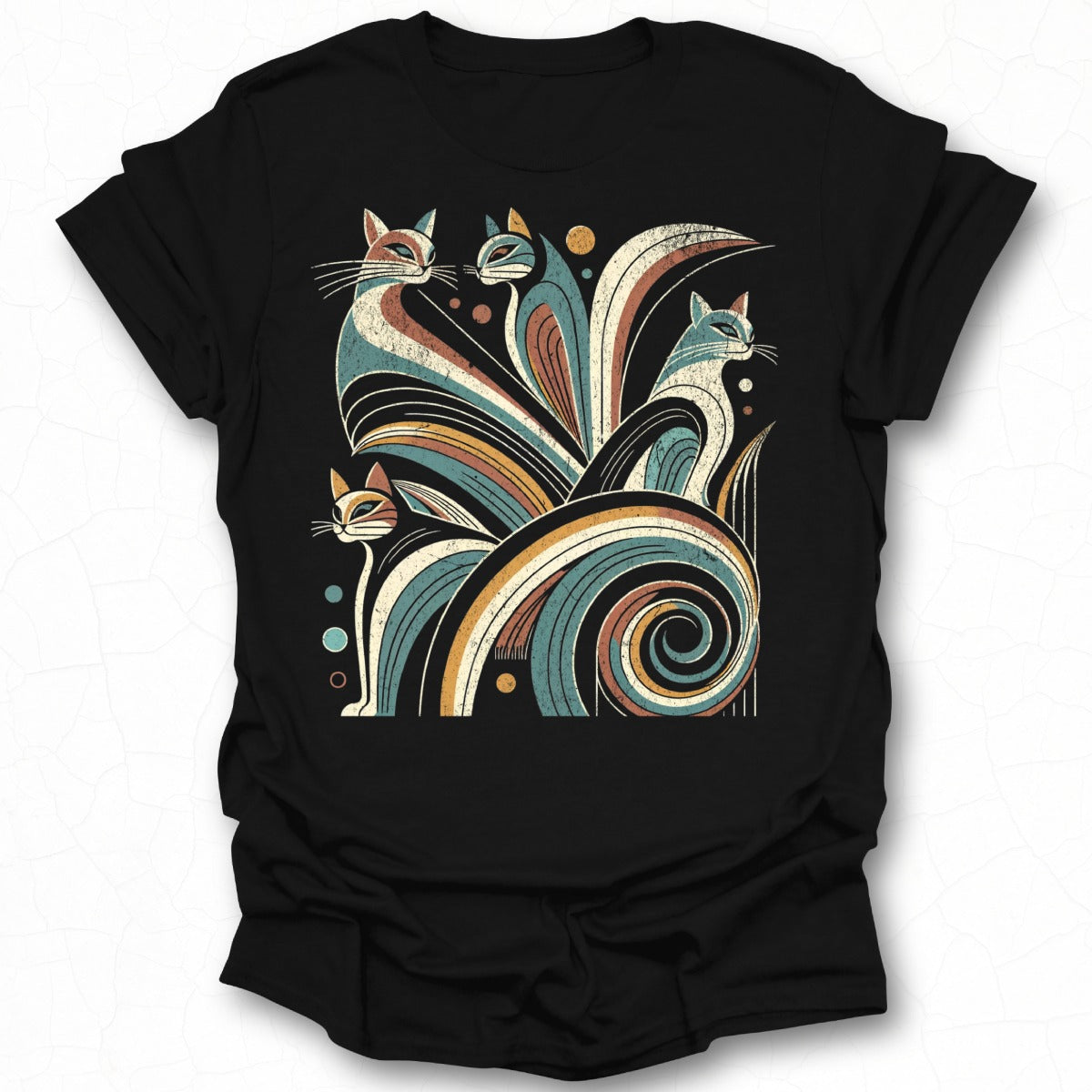 Retro Abstract Cats Graphic Tee Fashion Shirt