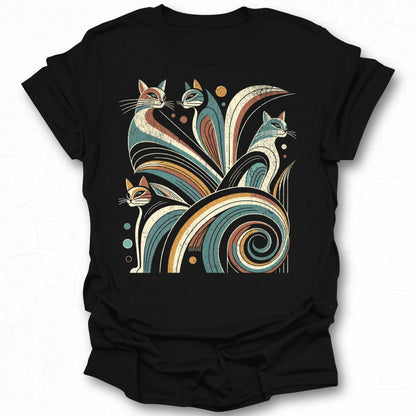 Retro Abstract Cats Graphic Tee Fashion Shirt