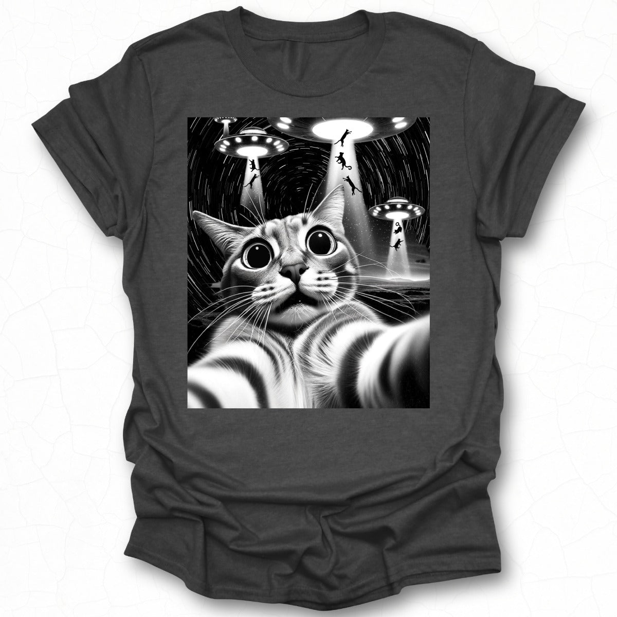 Cat Selfie UFO Abduction Graphic T-shirt