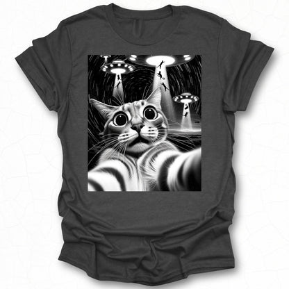Cat Selfie UFO Abduction Graphic T-shirt