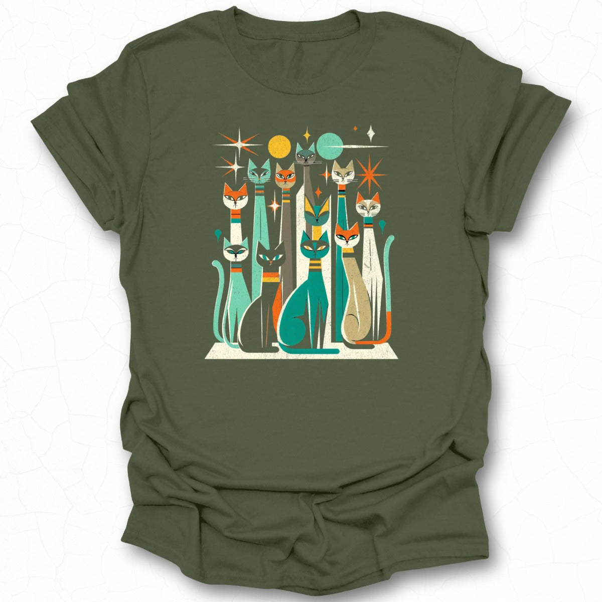 Retro Cat Group Graphic Tee for Stylish Looks
