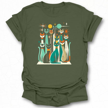 Retro Cat Group Graphic Tee for Stylish Looks