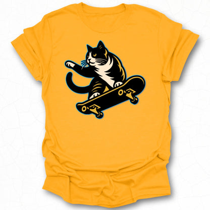 Cat Riding a Skateboard Graphic T-Shirt