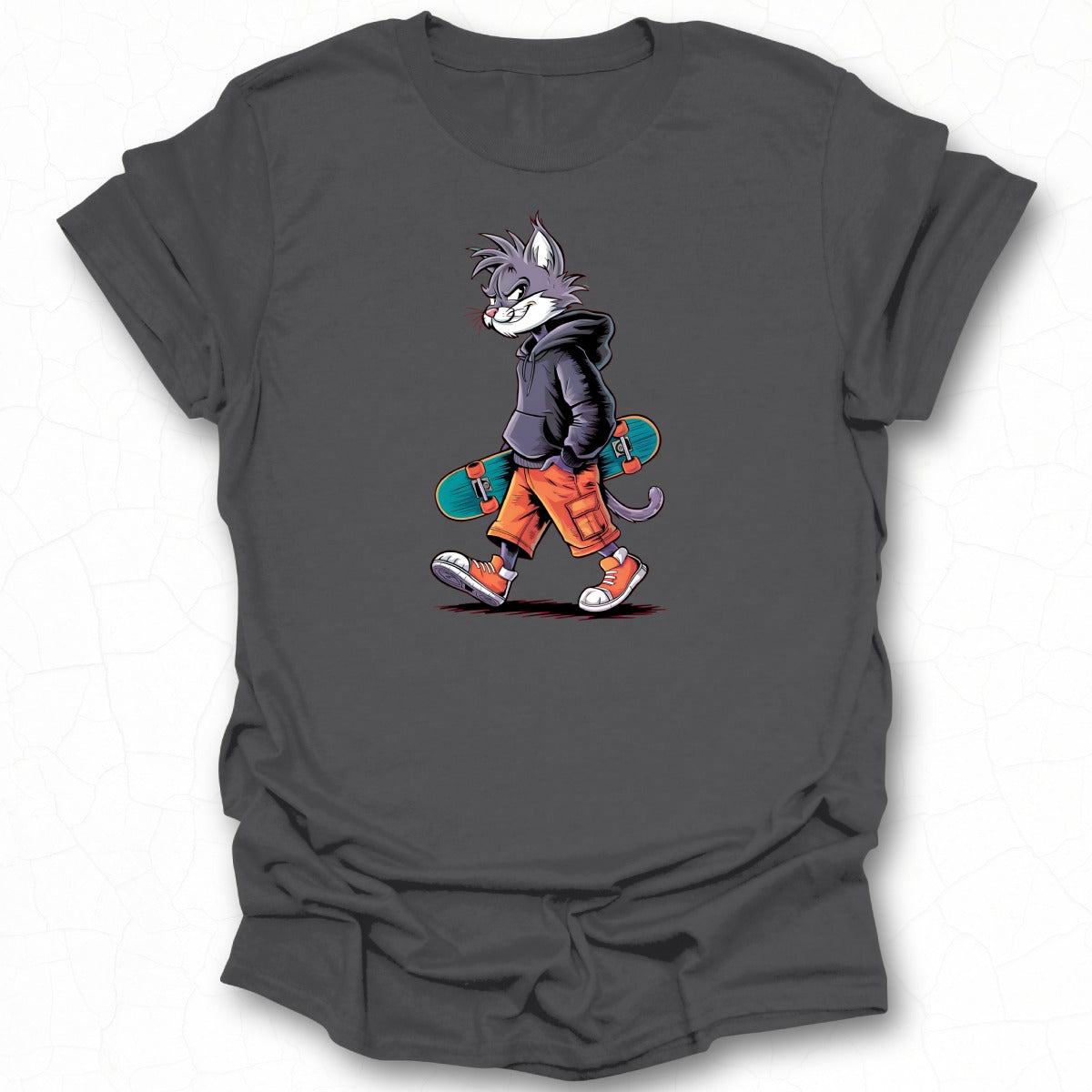 Skateboarding Cool Cat Graphic Tee Shirt