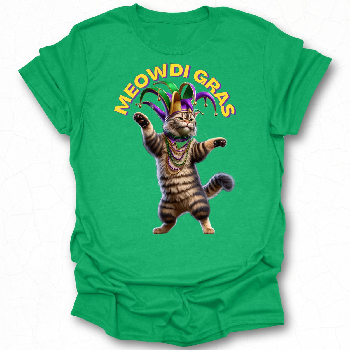 Funny Meowdi Gras Cat Themed T-shirt