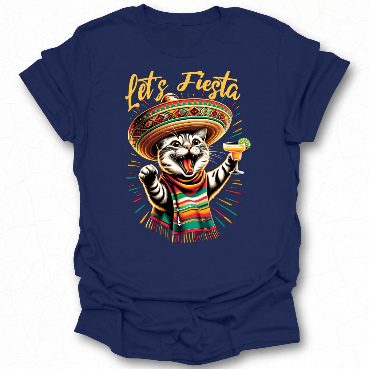 Let's Fiesta Cat Shirt Fun Sombrero Graphic Apparel