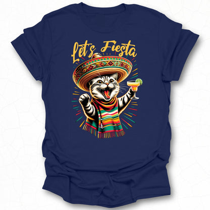 Let's Fiesta Cat Shirt Fun Sombrero Graphic Apparel