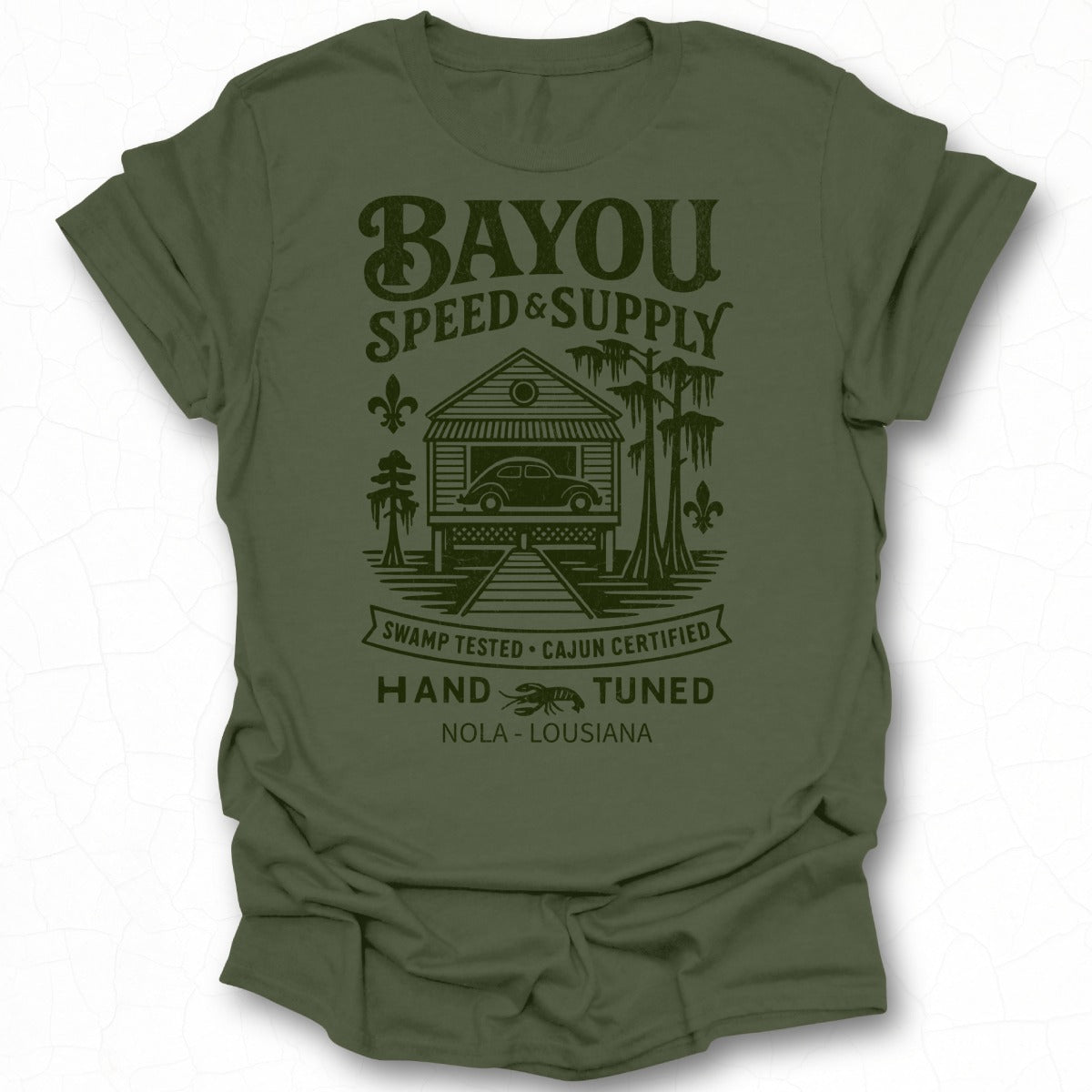 Bayou Speed and Supply Hand Tuned Nola Louisiana t-shirt