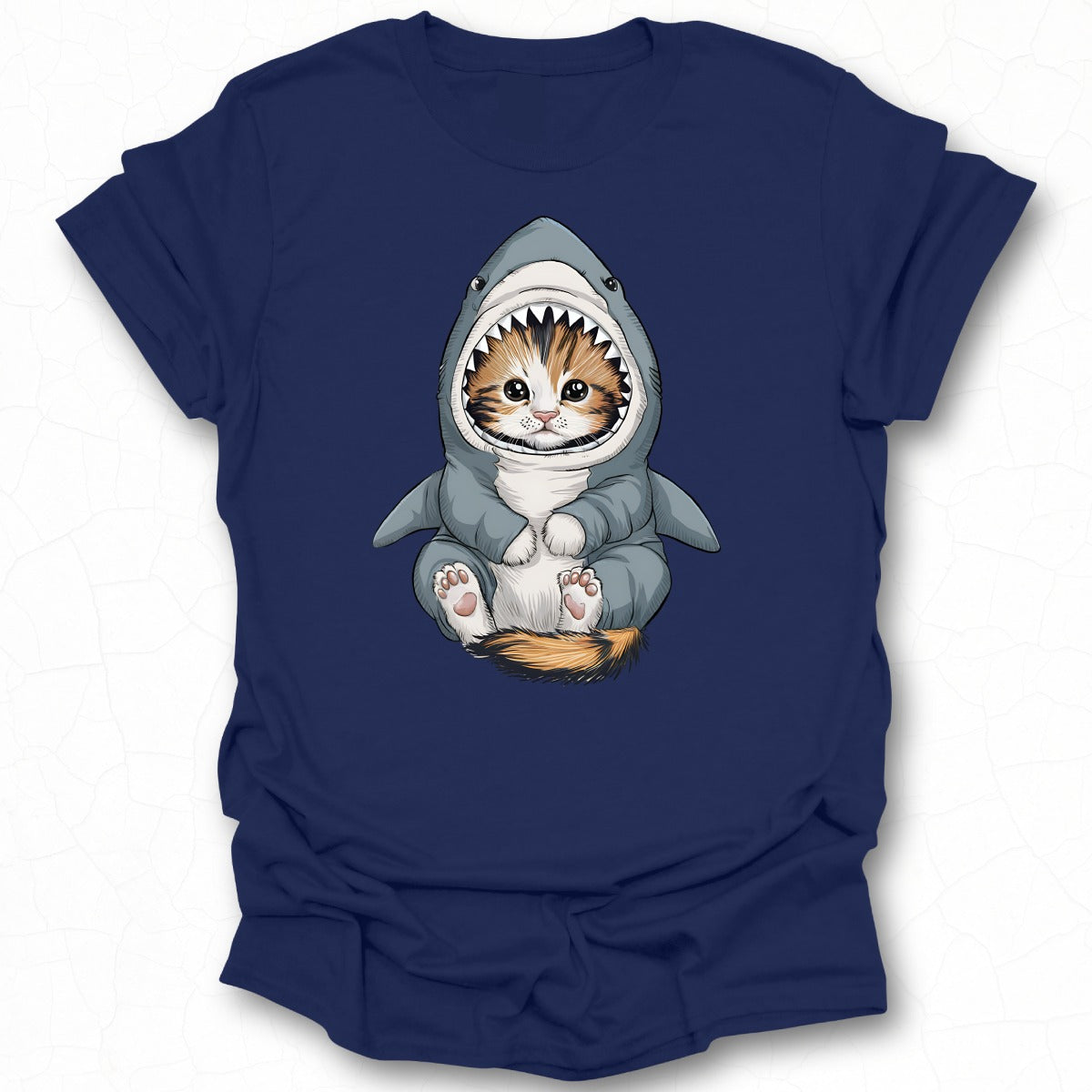 Cute Kitten in Shark Costume Graphic Tee Shirt