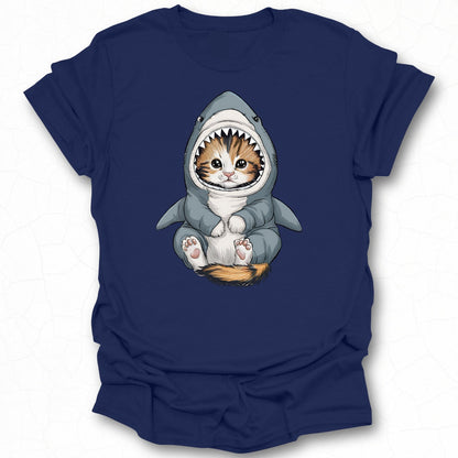 Cute Kitten in Shark Costume Graphic Tee Shirt